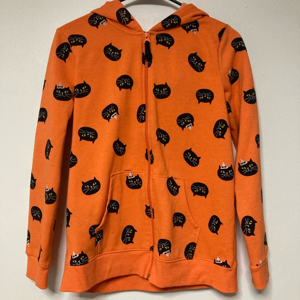 Cat & Jack Orange Hoodie with Cat Faces